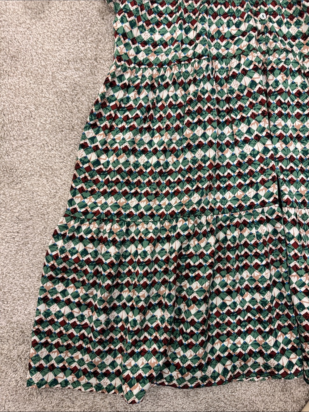 Patterned Ruffle Sleeve Dress - Green Multi - Picture 4 of 4